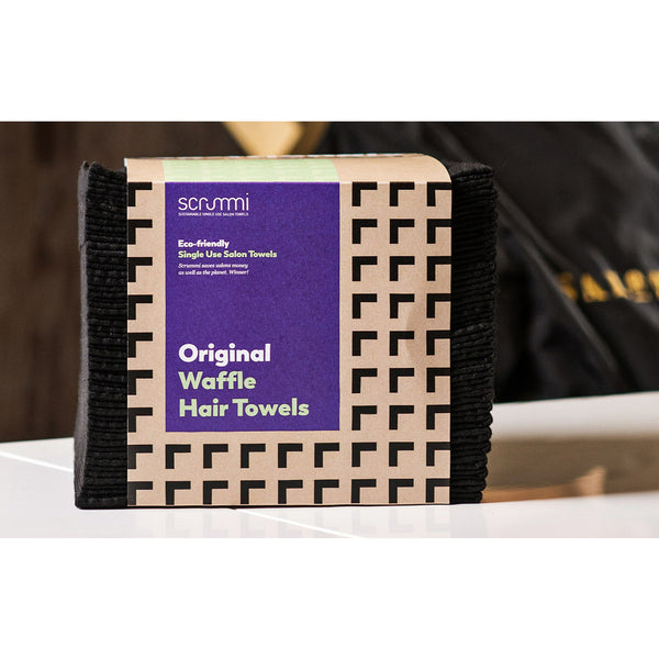 Waffle Black Hair Towel - New Pack Size 400 Towels - 40x80cm